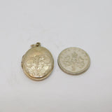 Sterling Silver Foliage Design Oval Locket Charm Pendant Vintage c1970