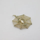 Sterling Silver Studio Style Spider In Web Charm Pendant Vintage c1970