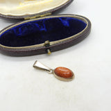 Sterling Silver Red Sparkly Glass Charm Pendant Vintage c1970