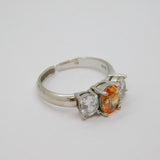 Sterling Silver Champagne & White Topaz Open Band Ring Modern c1990 Size R 1/2