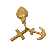 9ct Yellow Gold Faith, Hope & Charity Charm Pendant Vintage c1970