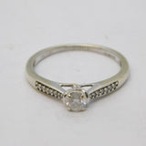 9ct White Gold & 0.2ct Brilliant-Cut Diamond Solitaire Ring Vintage c1990s