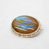 Sterling Silver Morpho Butterfly Wing Button Brooch Antique c1920 Art Deco