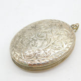 Victorian Sterling Silver Floral Decorated Sweetheart Locket Pendant Antique