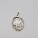 Sterling Silver Large Oval Cut-Out St Christopher Travel Pendant Vintage c1970