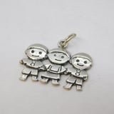 Sterling Silver Three Children Group Charm Pendant Vintage c1970