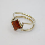 Sterling Silver Baltic Amber Studio Style Dress Ring Vintage c1970 Size O