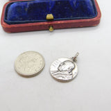 800 Silver Sanctus Petrus Coin Charm Pendant Vintage c1970