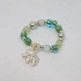 Sterling Silver Beaded Stretch Elephant Charm Ring Contemporary c2010 Size M-O