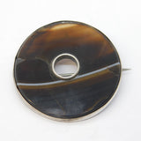 Victorian Scottish Sterling Silver & Banded Agate Target Brooch Antique c1860s