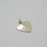 Sterling Silver Textured Heart With Footprints Charm Pendant Vintage c1970
