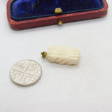 Ceramic Owl Gilt Metal Charm Pendant Vintage c1970