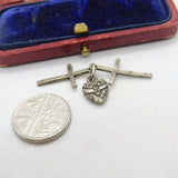 Sterling Silver Crucifix and Heart Charm Pendant Vintage c1970