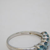 9ct White Gold & Five-Stone Blue Zircon Dress Ring Vintage 2006 Birmingham