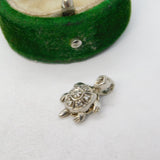 Sterling Silver Paste Set Turtle Charm Pendant Vintage c1970