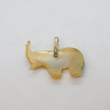 Sterling Silver Cowrie Shell Carved Elephant Form Charm Pendant Vintage c1970s