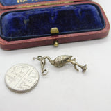Sterling Silver Birthing Stork Charm Pendant Vintage c1970