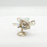 Sterling Silver Rotating Globe Atlas Charm Pendant Vintage c1960