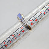 Sterling Silver 5 Tanzanite & White Sapphire Dress Ring Vintage c1970 Size R