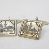 19th Century Middle Eastern Sterling Silver Niello Enamel Shirt Cufflinks