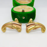Monet Sterling Silver Gilt Pair of Screw Back Wind Form Earrings Vintage c1960