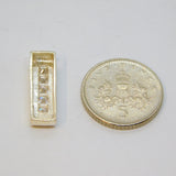 Sterling Silver Channel Set CZ Curved Rectangle Drop Pendant Vintage c1970