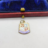 Sterling Silver and Enamel Boscastle Travel Shield Charm Pendant Vintage c1970