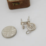 Sterling Silver Sewing Spinning Wheel Charm Pendant Vintage c1970