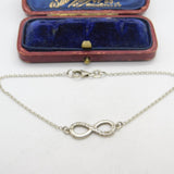 Sterling Silver Diamond Paste Figure of Eight Bracelet Vintage c1970