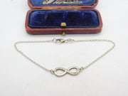 Sterling Silver Diamond Paste Figure of Eight Bracelet Vintage c1970