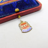 Sterling Silver and Enamel Caernarvon Travel Shield Charm Pendant Vintage c1970