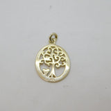 Sterling Silver Oval Tree Of Life & Heart Charm Pendant Contemporary c1990s