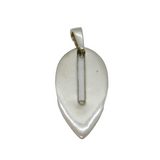 Sterling Silver Diamond Set Modernist Leaf Form Charm Pendant Modern c1990s