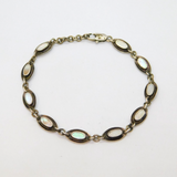 Sterling Silver Mother Of Pearl Oval Form Panel Studio Bracelet Vintage c1970s