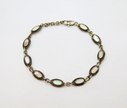 Sterling Silver Mother Of Pearl Oval Form Panel Studio Bracelet Vintage c1970s