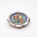 Sterling Silver Queen Victoria Enamel Shilling Coin Brooch Antique 1887
