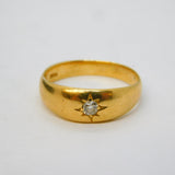 Victorian Boxed 18ct Gold & 0.1ct Diamond Gypsy Ring Antique c1890s
