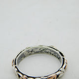 Clogau Welsh Sterling Silver & Rose Gold Leaf Pattern Cariad Band Ring Vintage