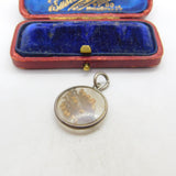 Victorian Sterling Silver Pressed Flowers Marriage Fob Charm c1890 Antique