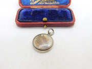 Victorian Sterling Silver Pressed Flowers Marriage Fob Charm c1890 Antique