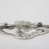 Art Nouveau Style Sterling Silver Fairy Brooch Pin Vintage c1970