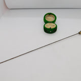Victorian Rolled Gold Banded Agate Topped Cut Steel Hat Pin Antique c1860