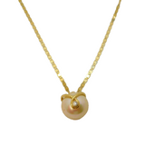 Gold On Sterling Silver Pearl & CZ Studio Pendant Necklace Contemporary c2010