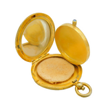 Edwardian Sterling Silver Gilt Floral Mirror Compact Fob Antique London