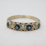 20th Century 18ct White Gold, Diamond & Sapphire Seven-Stone Ring Antique
