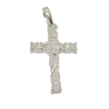 Sterling Silver 5 Diamond Set Illusion Cross Charm Pendant Modern c1990s