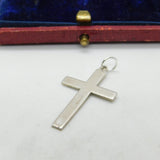 Sterling Silver Engine Turned Cross Crucifix Pendant Vintage c1970