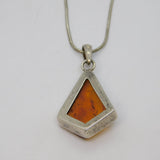 Sterling Silver Baltic Amber Kite Form Studio Pendant Necklace Vintage c1990's