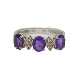 14ct White Gold, Amethyst & Diamond Dress Ring Vintage c1990s
