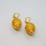 Pair of Gold On Sterling Silver Italian Leverback Drop Earrings Vintage c1980